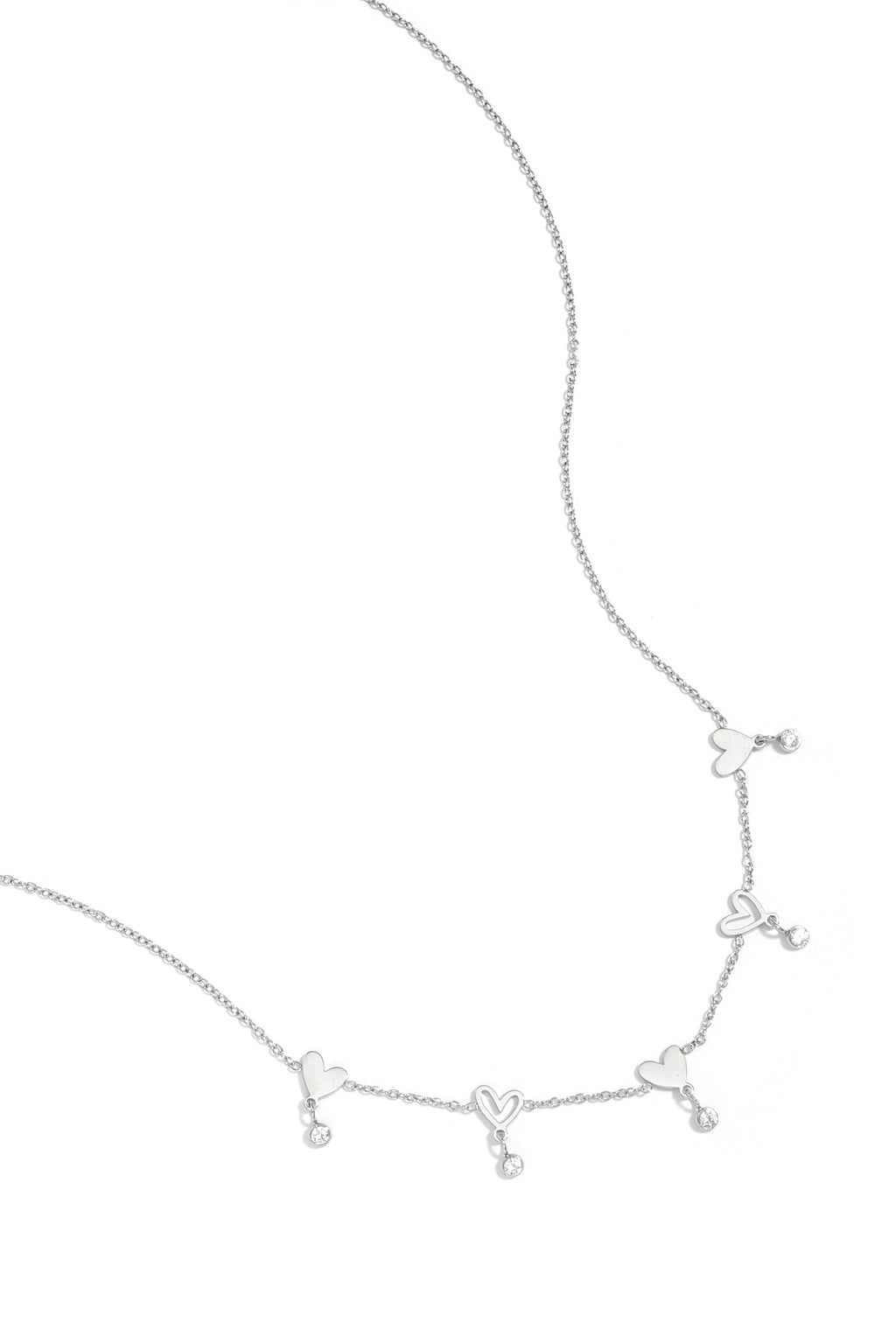 Goudkleurige hartjes ketting dames met steentjes
