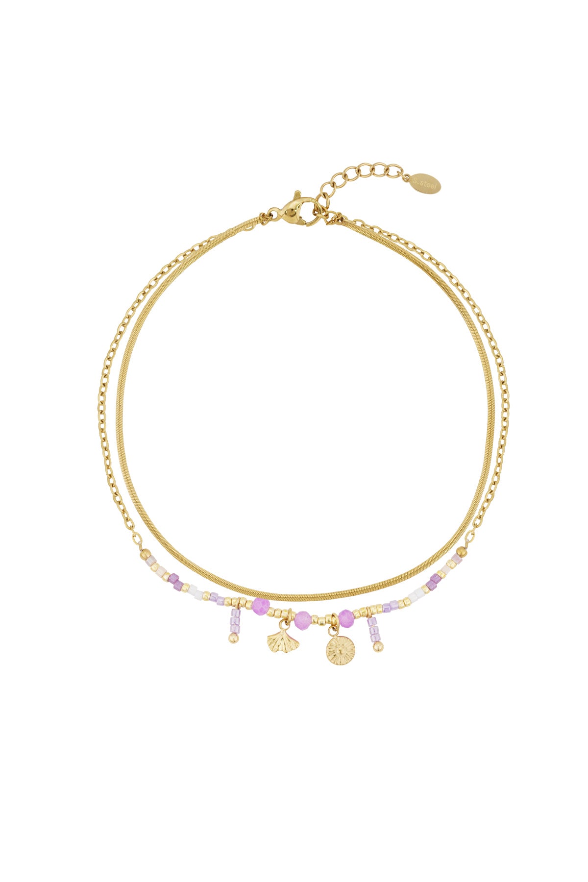 Classy Vibe kralen enkelbandje in roze of paars