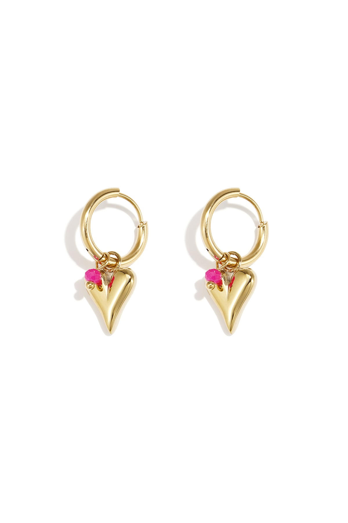 Romantische hart oorbellen voor dames in roze tint