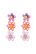 Flower party statement oorbellen - oranje/paars