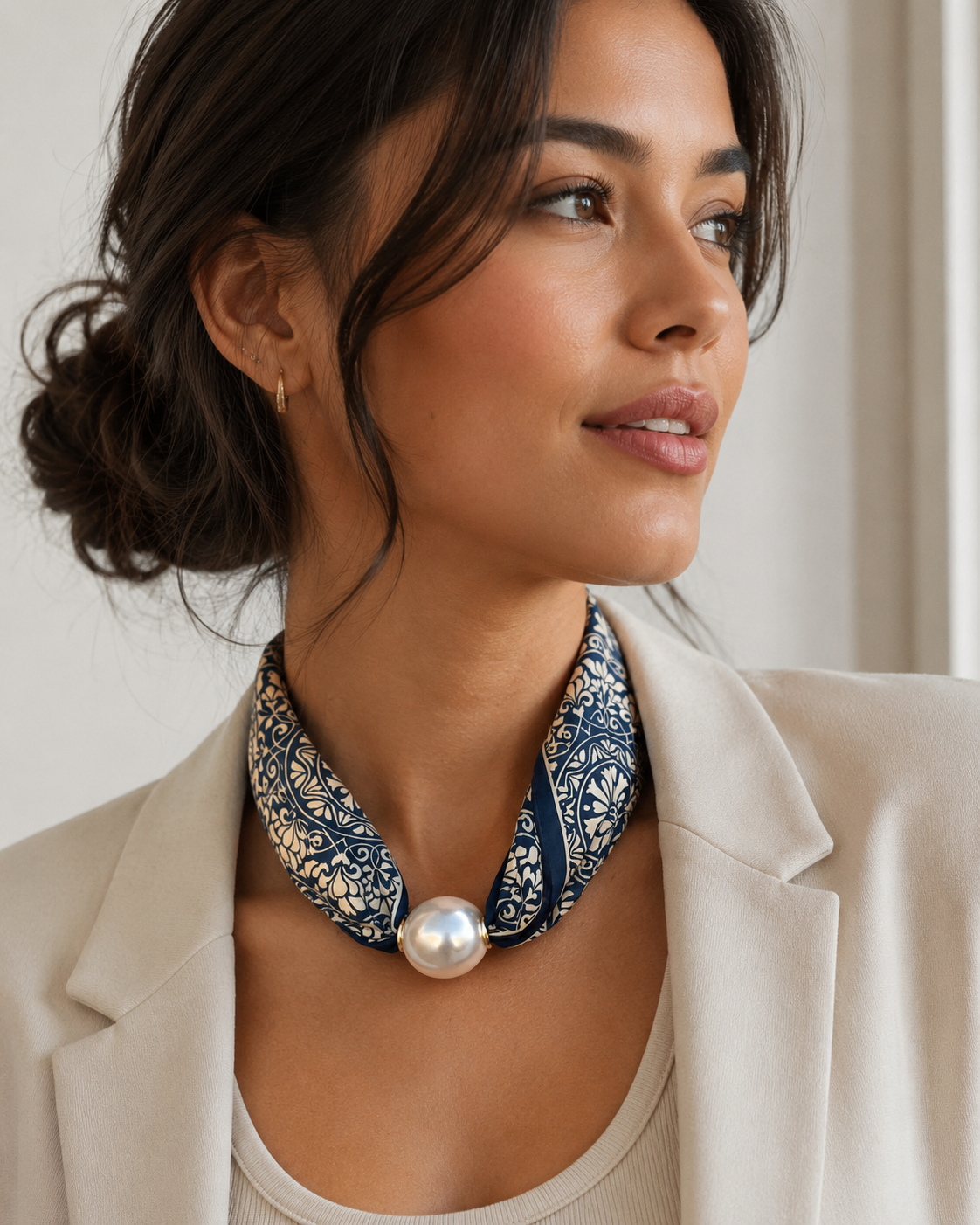 Azura blauwe zomersjaal met bloemenprint | Zia Dee