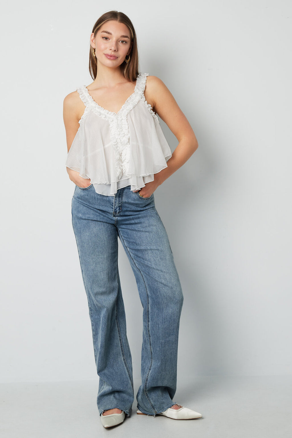 Casual mouwloze top dames in wit voor zomer