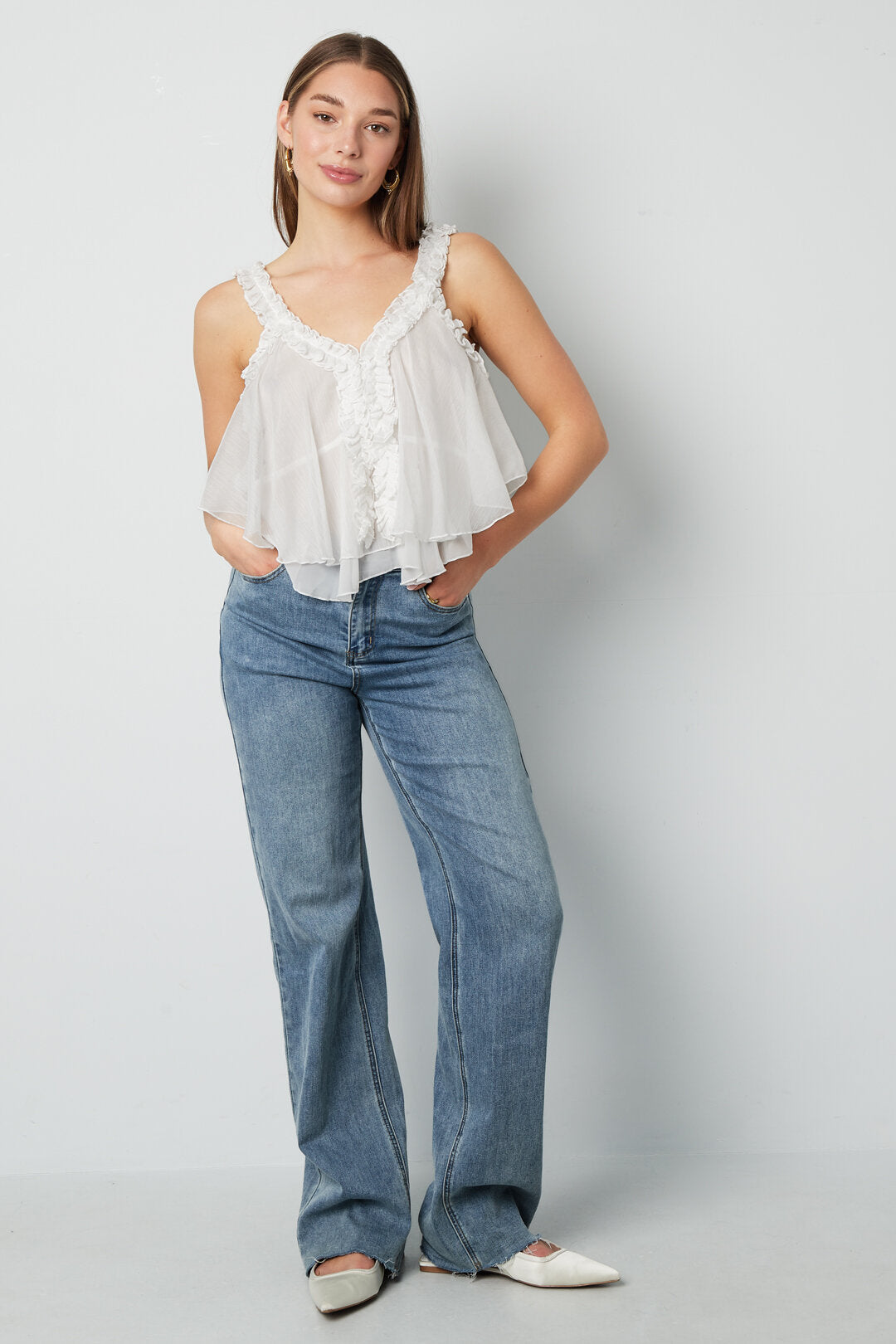 Casual mouwloze top dames in wit voor zomer