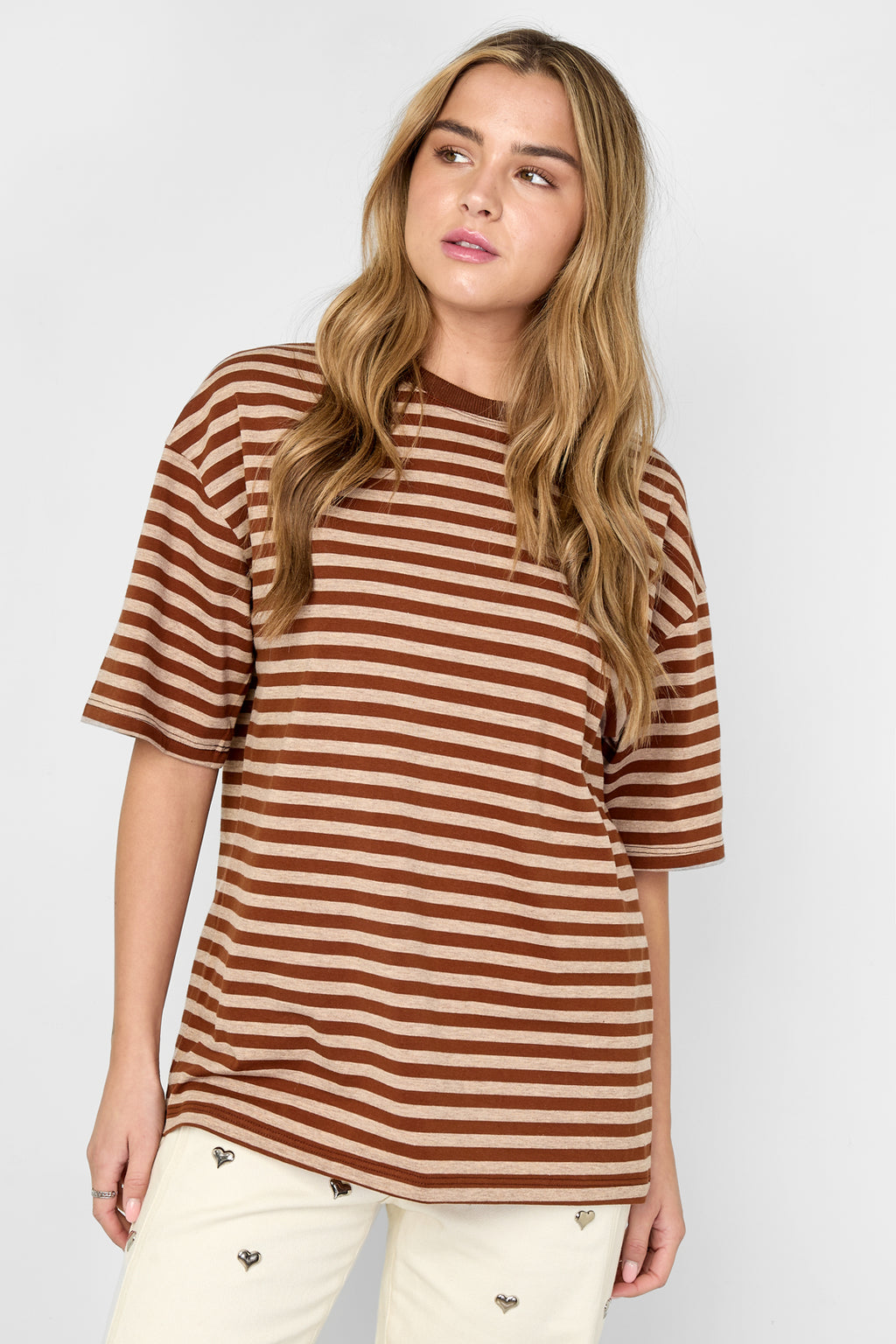 Gestreept dames shirt met kleurrijke print
