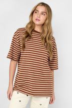 Gestreept dames shirt met kleurrijke print