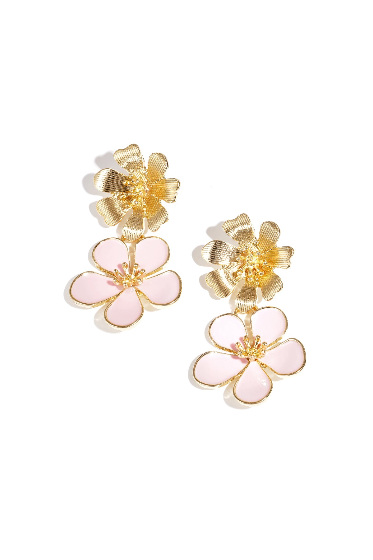 Dames oorbellen met dubbele bloem voor everyday looks