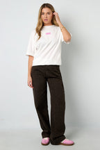 Katoen Gebreide Vrouwen T-shirt Casual Letters