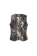 Mouwloze top dames luipaardprint met knopen