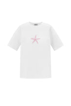 Cotton Vrouwen T-shirt Casual Geborduurde Sterrenvis
