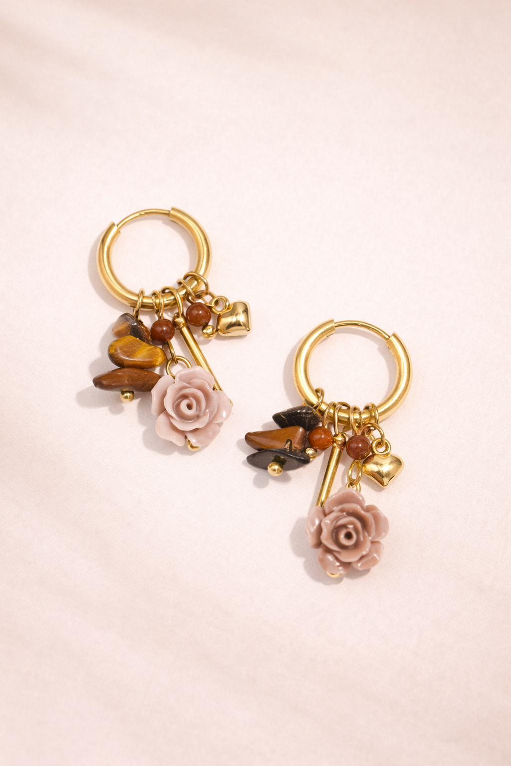 Rose | Flower earrings with charms