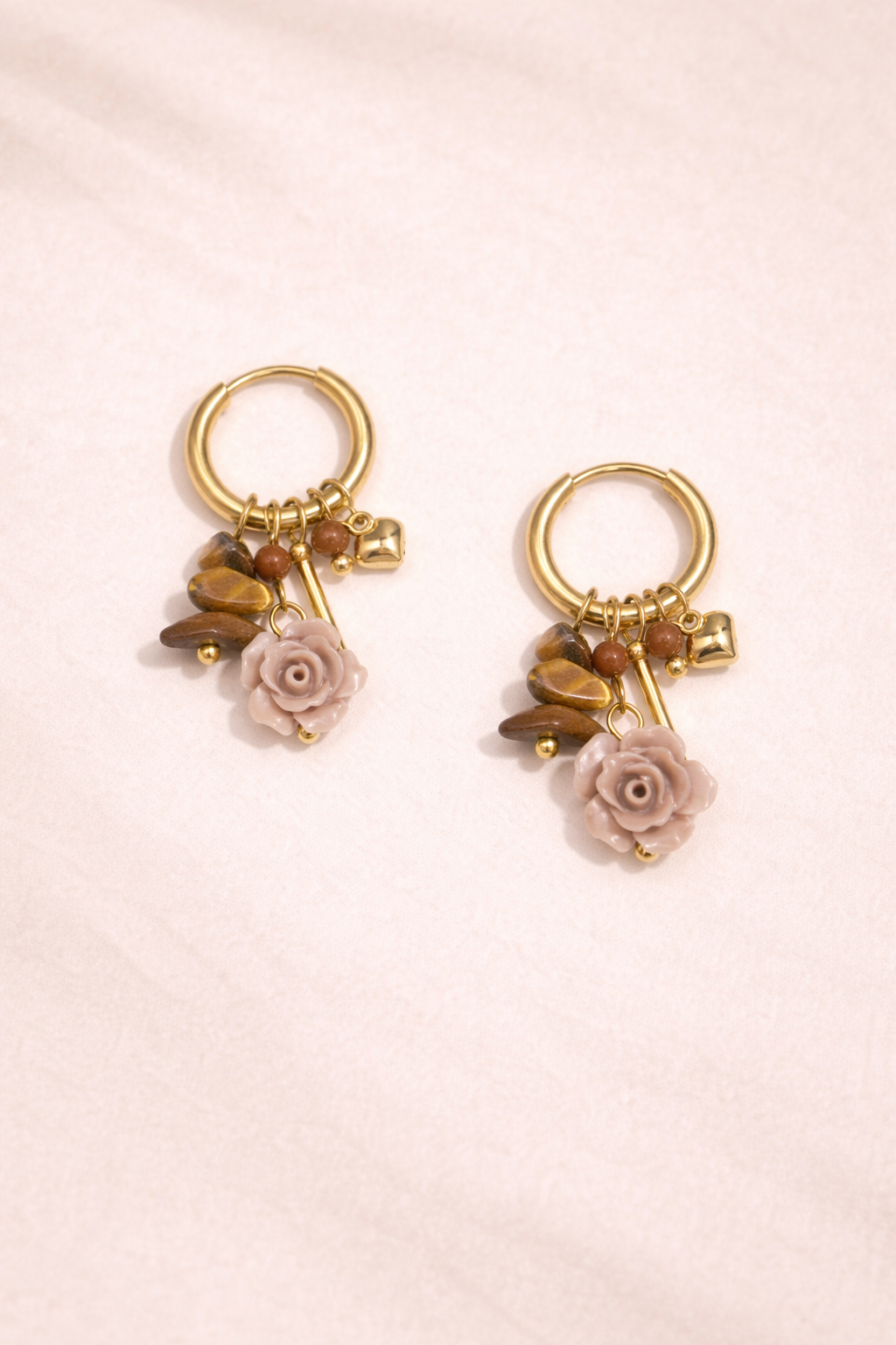 Rose | Flower earrings with charms