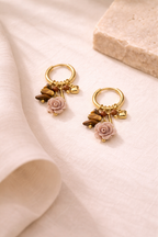 Rose | Flower earrings with charms