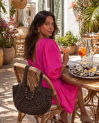 Crochet beach bag with bead detail