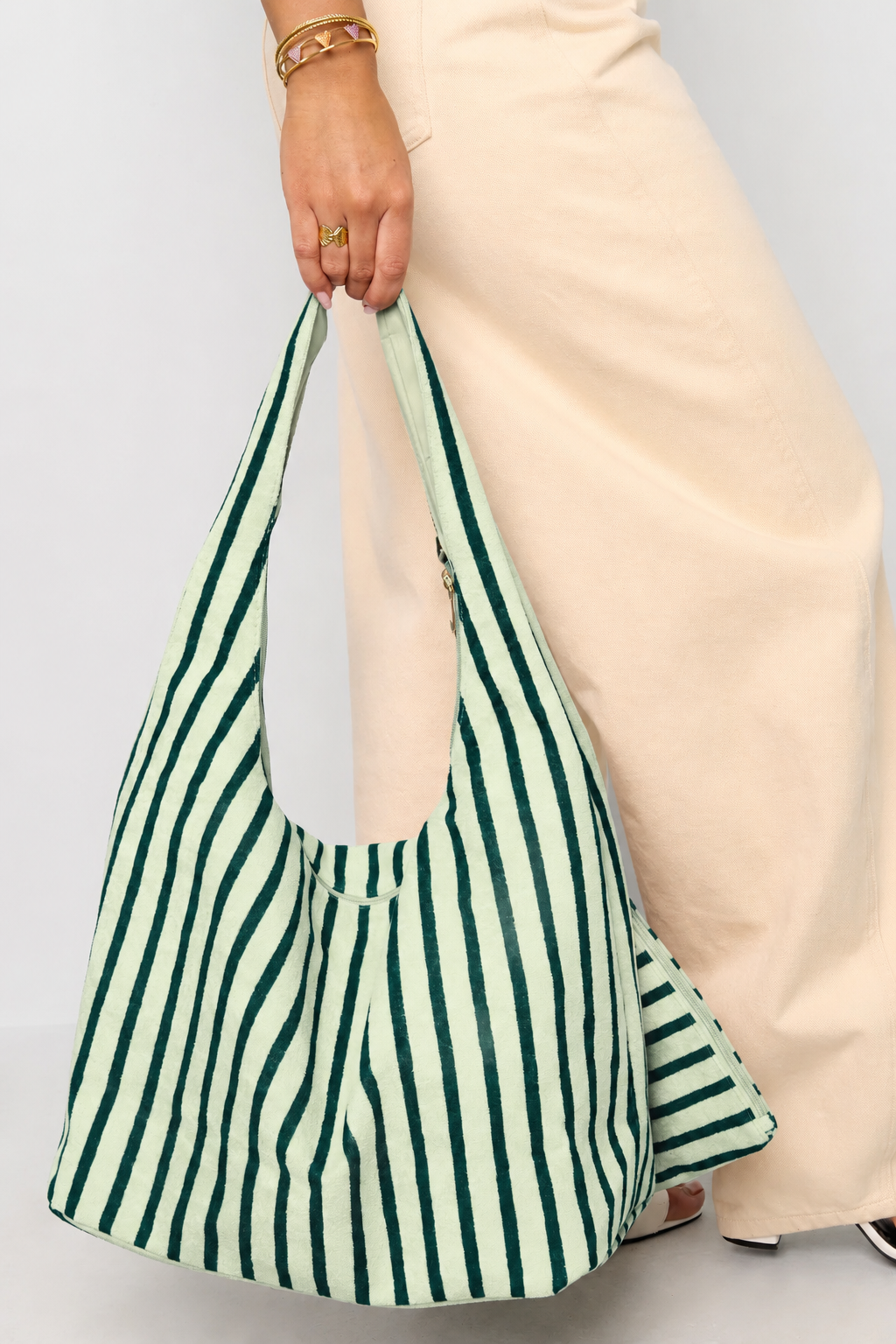Gestreepte shopper dames | Grote casual strandtas
