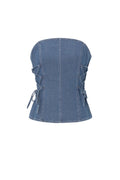 Strapless top dames denim in blauw