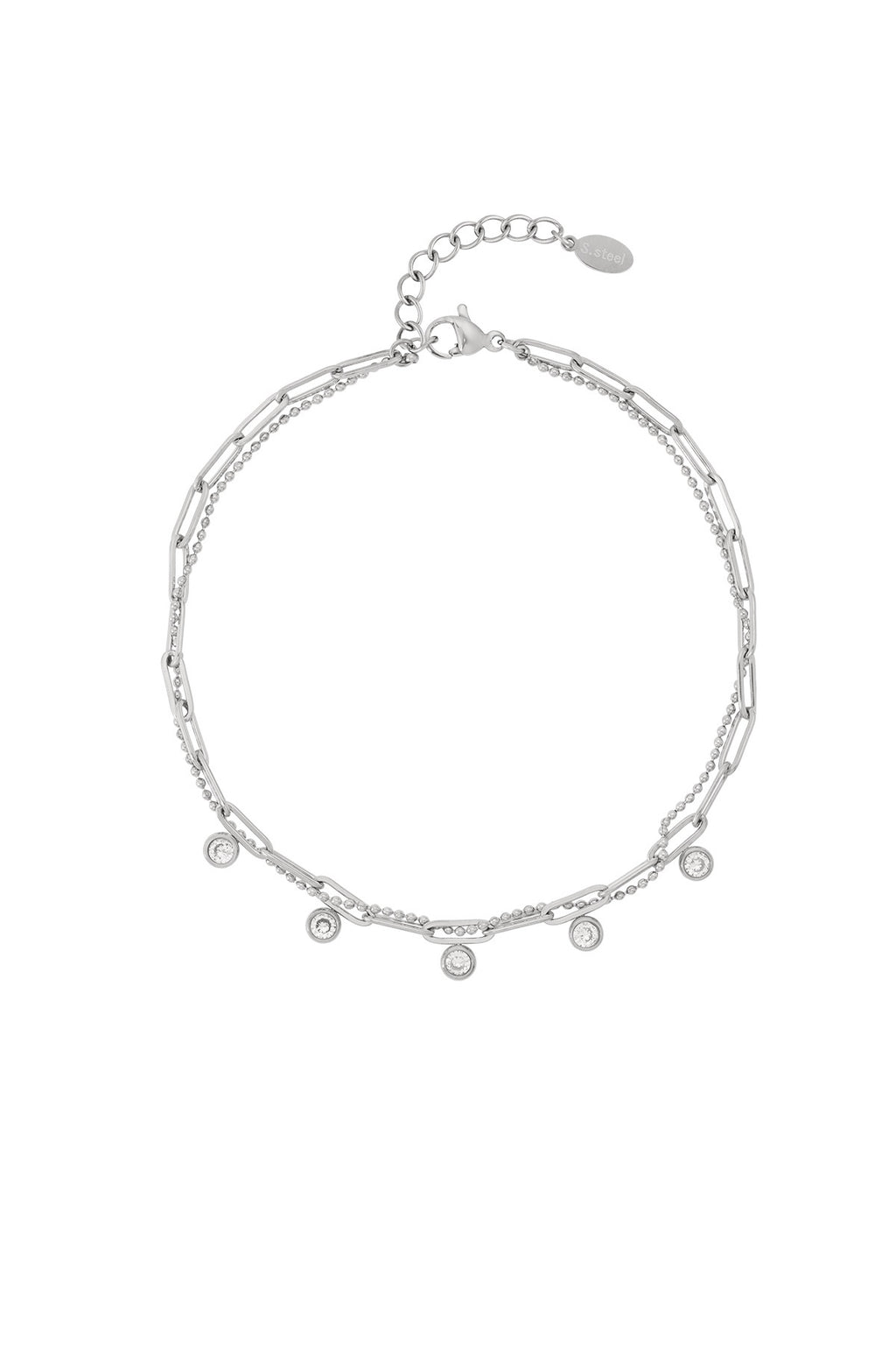 Stainless steel enkelbandje met subtiele sparkle detail
