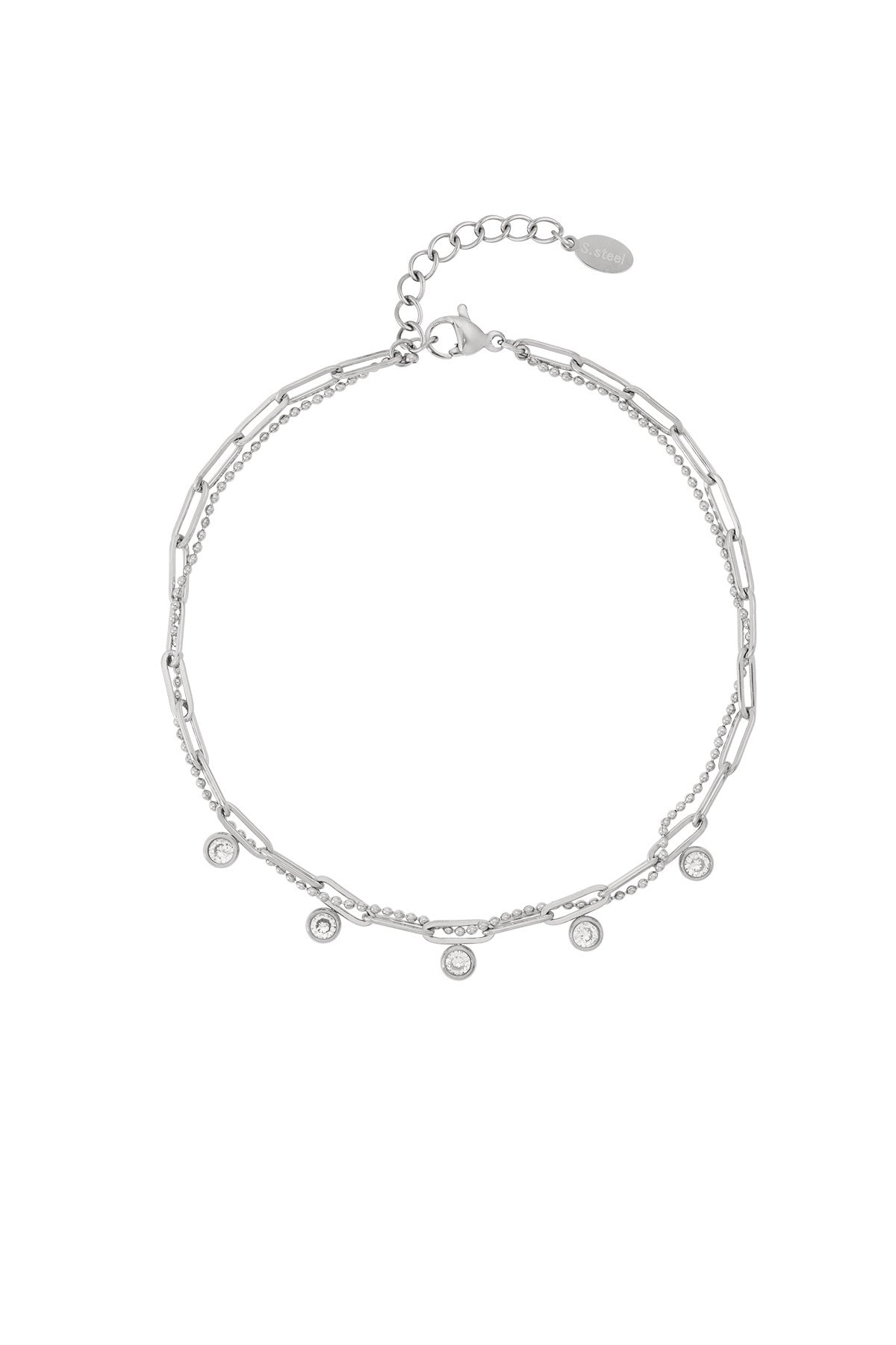 Stainless steel enkelbandje met subtiele sparkle detail
