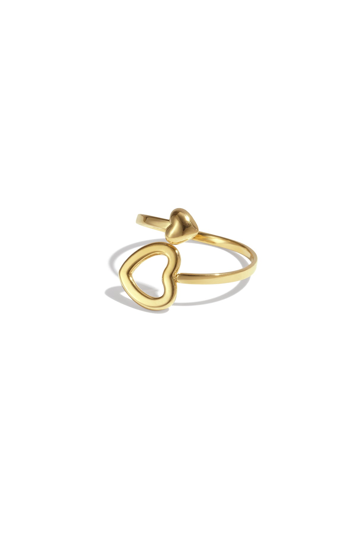 Livia | Verstelbare ring met open & gesloten hart