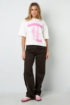 Katoen Gebreide Vrouwen T-shirt Casual Dierenprint
