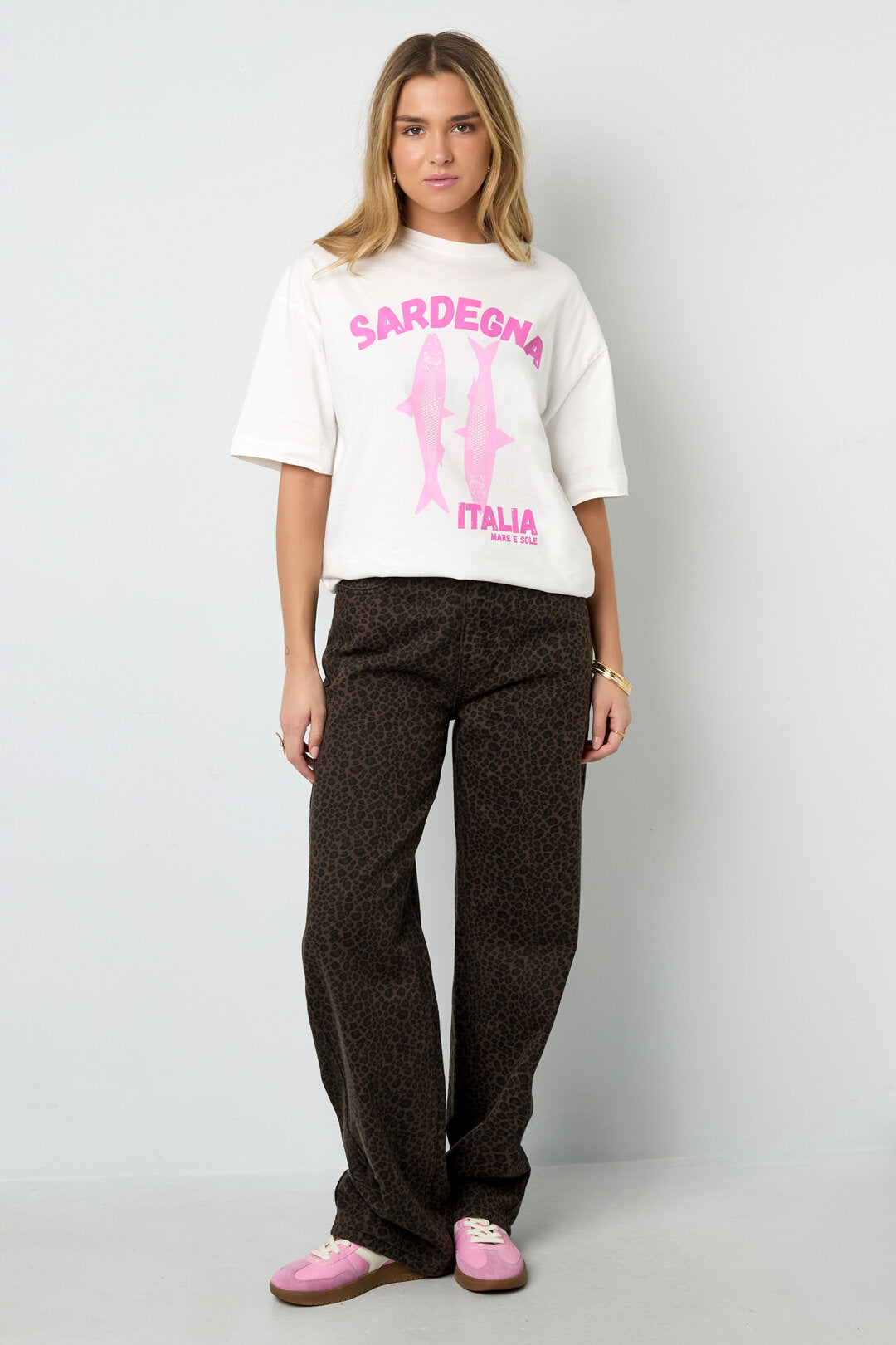Katoen Gebreide Vrouwen T-shirt Casual Dierenprint