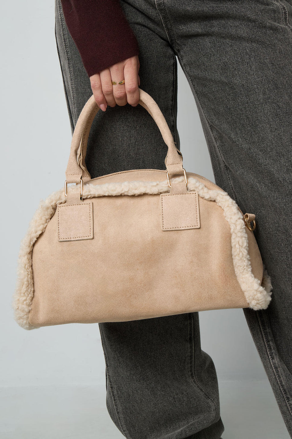Mabel teddy schoudertas in beige, bruin of zwart | Zia Dee