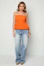 Off shoulder top dames in zwart wit of oranje