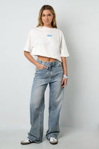 Katoen Gebreide Vrouwen T-shirt Casual Letters
