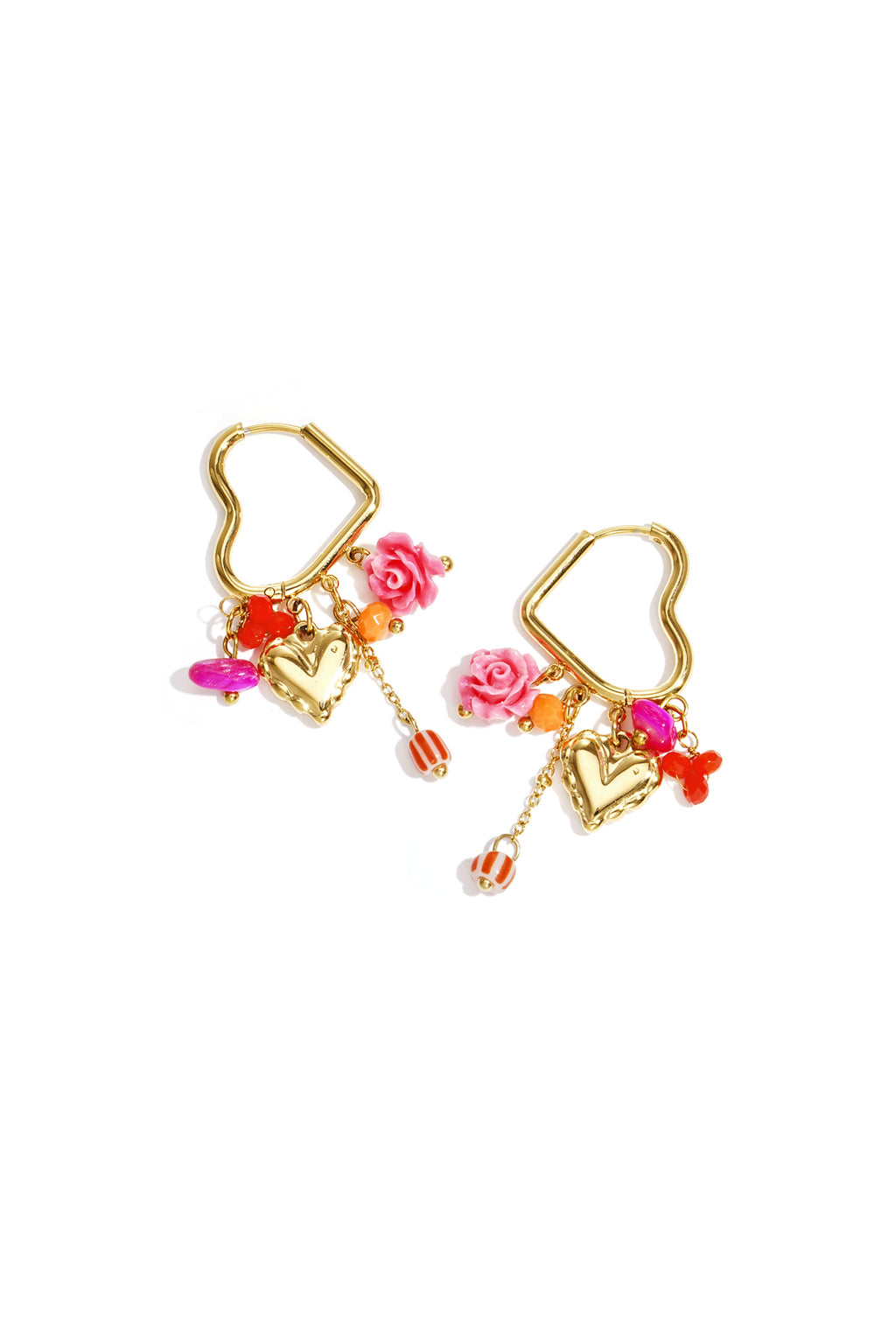 Zomerse hart oorbellen met kralen hangers en charms